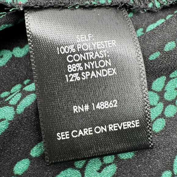 TORRID 4XL Sheer Green Black Button up Blouse Top 3/4 Sleeve Lace Zebra Stripe - Picture 4 of 8